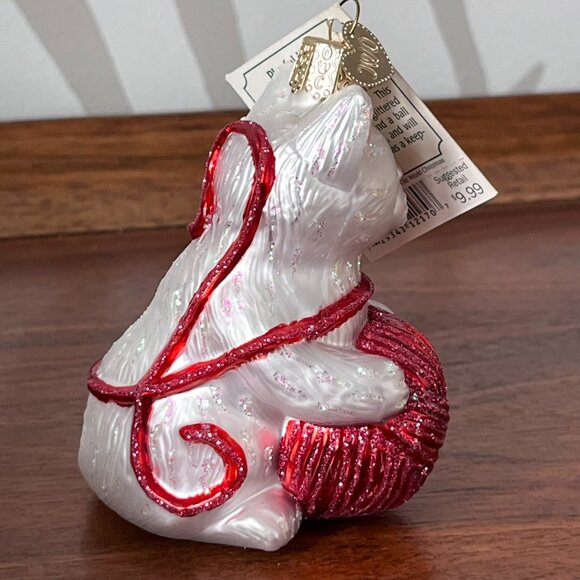Merck Family's Old World Christmas Playful Kitten Cat & Yarn Glass Ornament 2004 - Picture 5 of 10